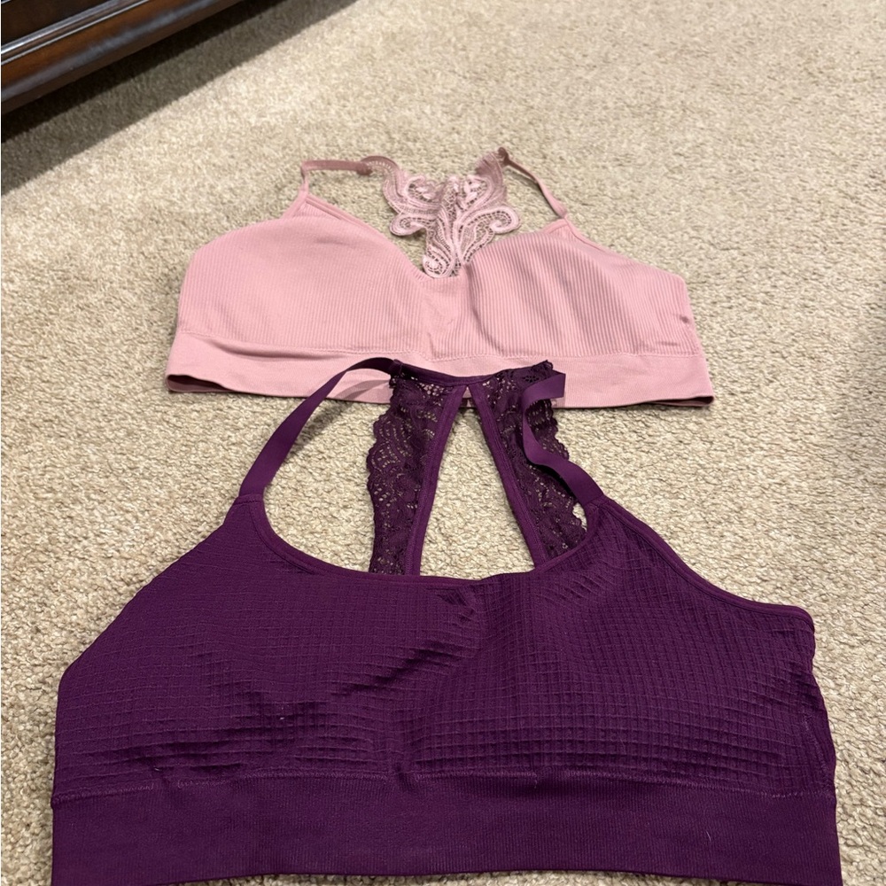 Maurices Pink and Purple Lace Bralette Set